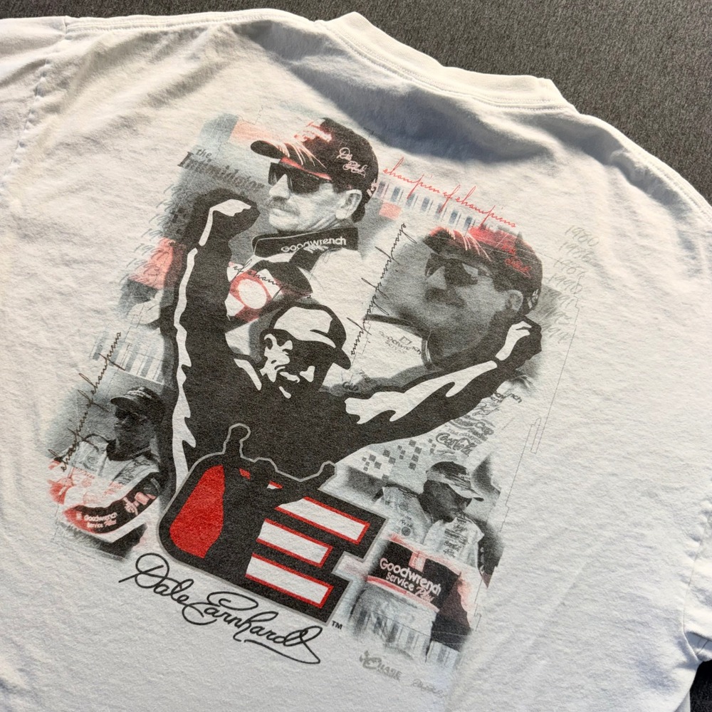 Chase Authentics Dale Earnhardt NASCAR Graphic Pocket T-Shirt Mens Large White